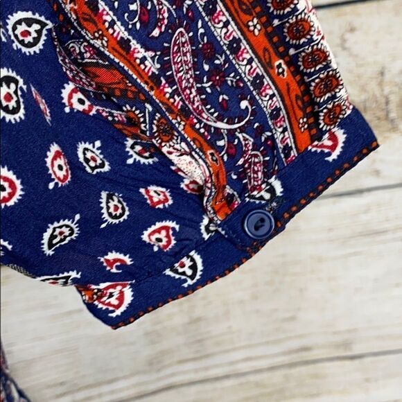 ROPER Mesh Back Tunic Mini Dress Blue Paisley Prin size M - Picture 9 of 11